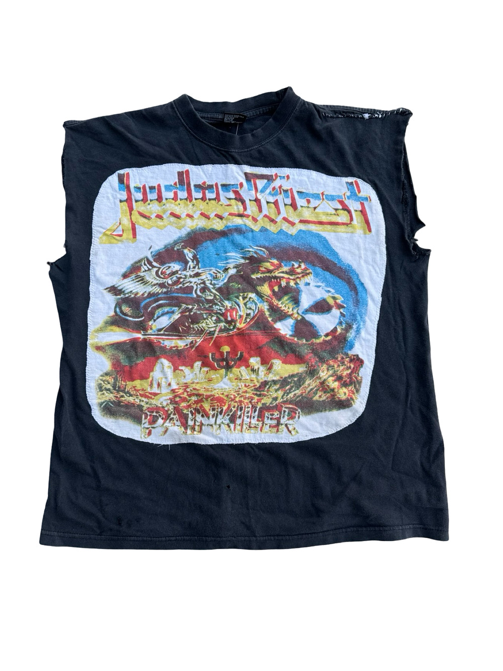 Vintage 90s Sewn Patch Judas Priest Muscle Tee Size Large